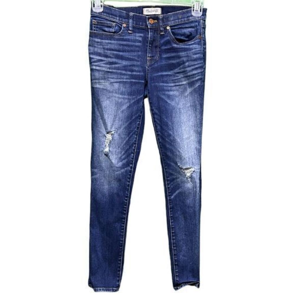 Madewell Sz 27 Distressed Skinny Skinny Jeans Dark Wash‎ Blue